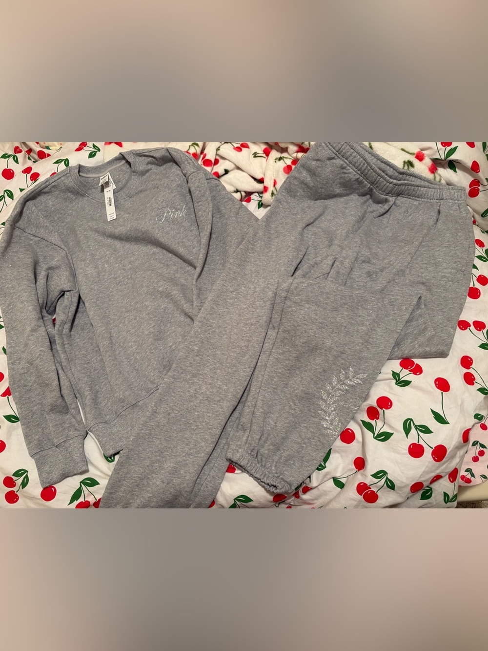 Nwt Victorias Secret PINK Glitter Sweatshirt and Jogger Set